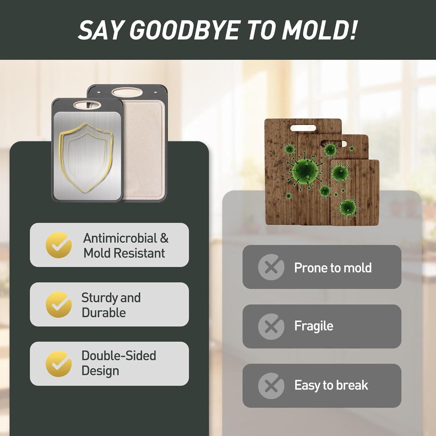 Juego de 2 Tablas de Cortar Socisen Acero Inoxidable 44x31cm