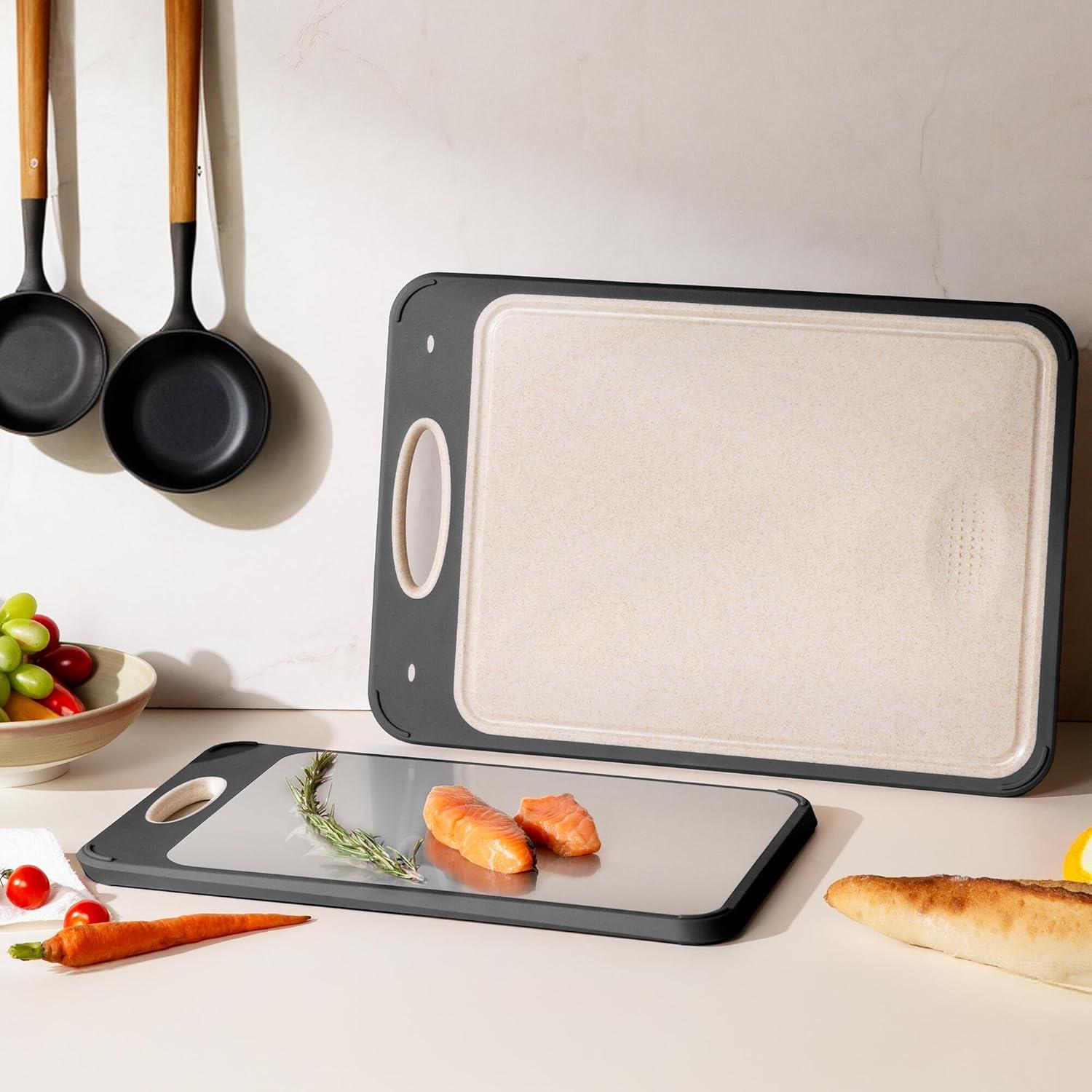 Juego de 2 Tablas de Cortar Socisen Acero Inoxidable 44x31cm