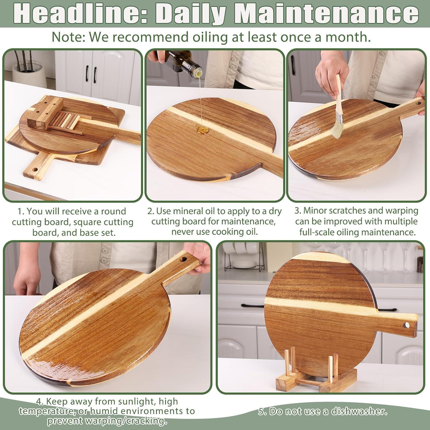 Juego de 2 Tablas de Cortar de Madera Acacia BIEOFFEI 40.6x30.5cm