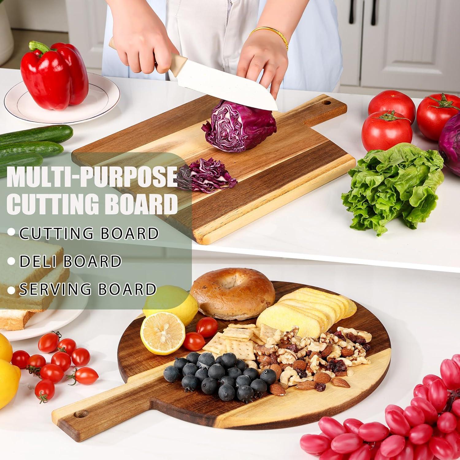 Juego de 2 Tablas de Cortar de Madera Acacia BIEOFFEI 40.6x30.5cm