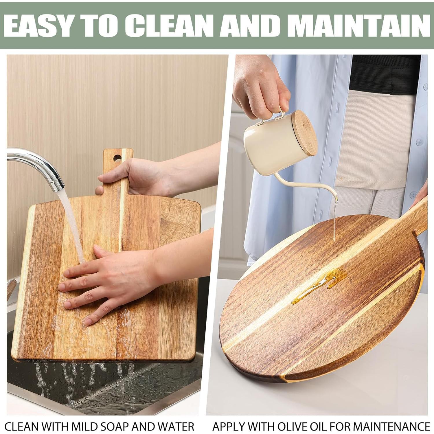 Juego de 2 Tablas de Cortar de Madera Acacia BIEOFFEI 40.6x30.5cm