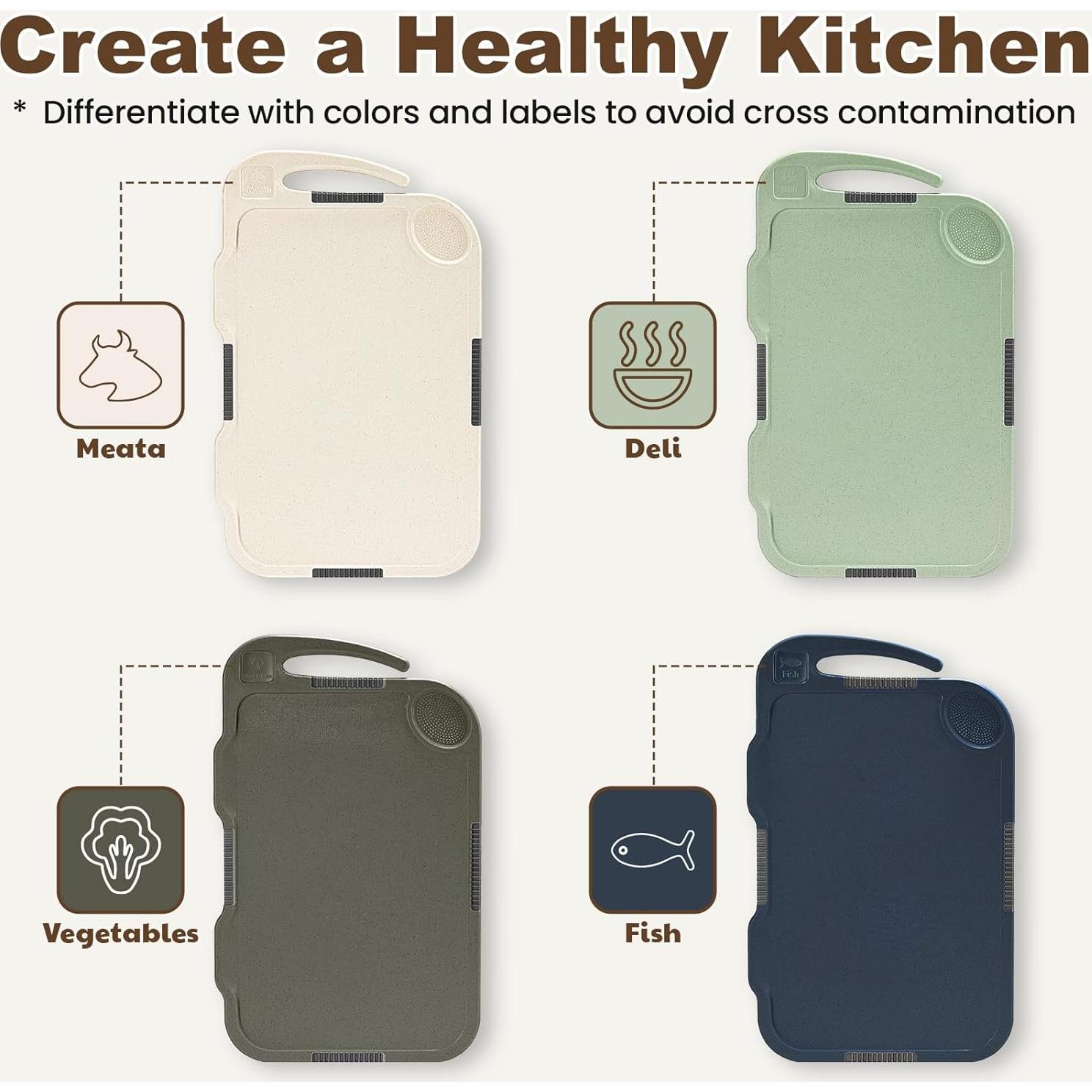 Set de 4 Tablas de Cortar Glotoch 40.64x25.4cm Antideslizantes