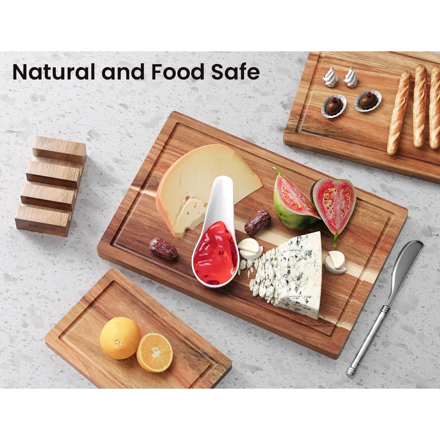 Juego de 3 Tablas de Cortar de Madera de Acacia Fibogollo