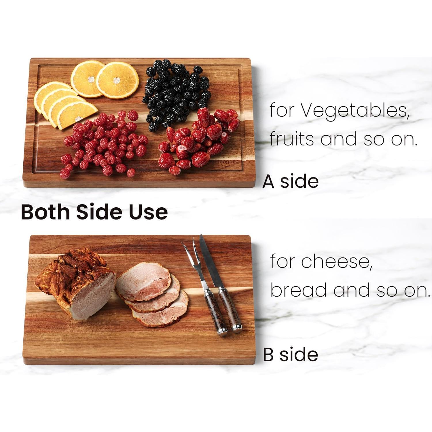 Juego de 3 Tablas de Cortar de Madera de Acacia Fibogollo