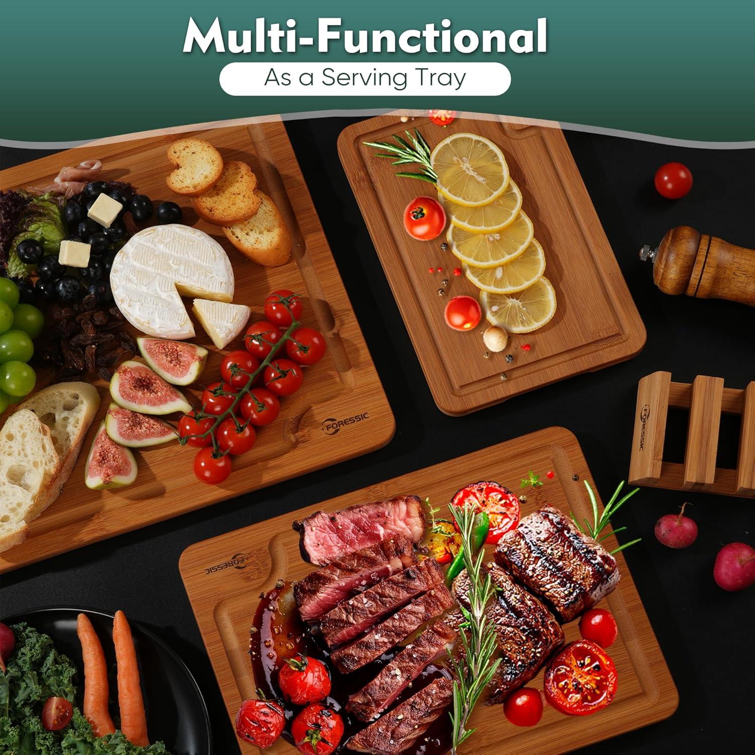 Juego de 3 Tablas de Cortar de Bambú Foressic Antideslizantes