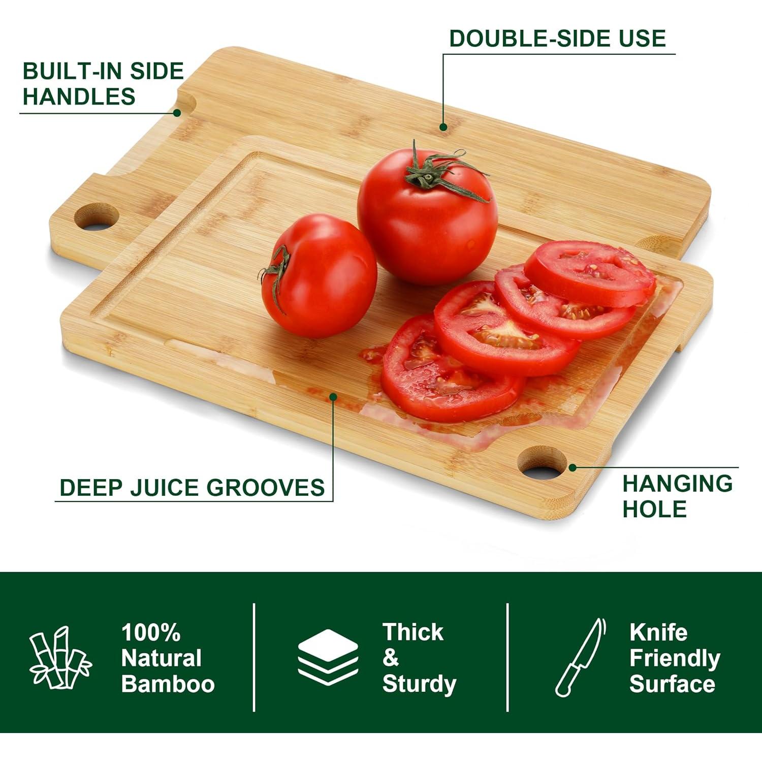 Juego de 3 Tablas de Cortar de Bambú Funnydin - 100% Orgánico