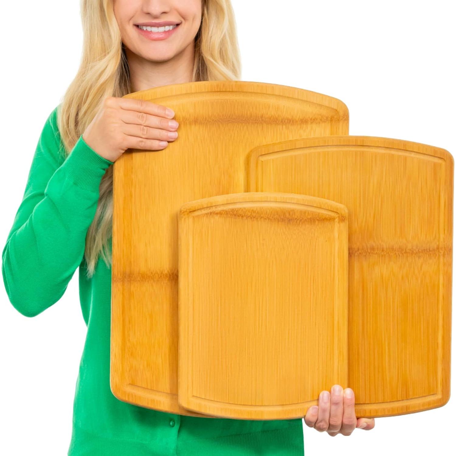 Juego de 3 Tablas de Cortar de Bambú Greener Chef XL, Ecológicas