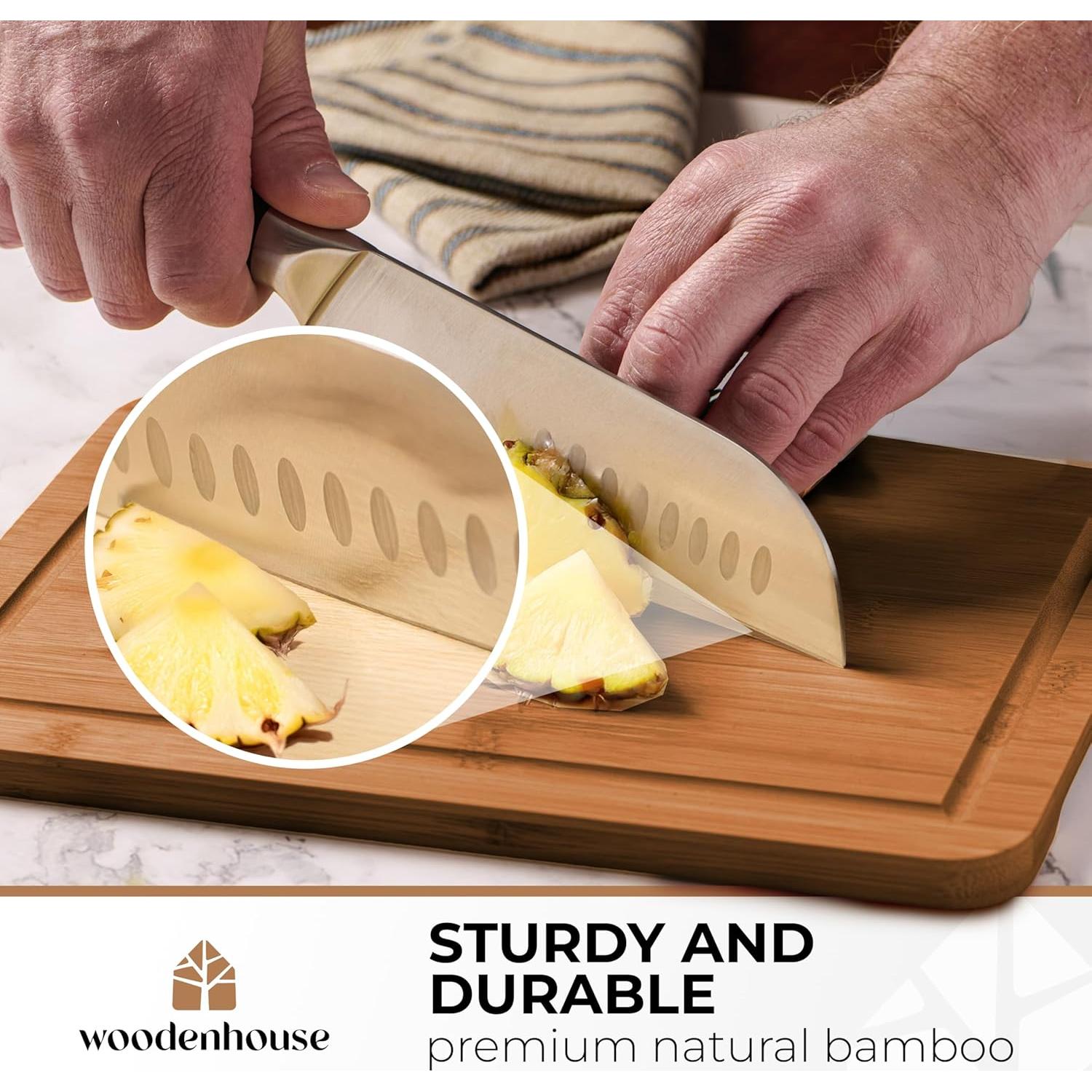 Juego de 3 Tablas de Cortar de Bambú Woodenhouse - Resistente y Fácil de Limpiar