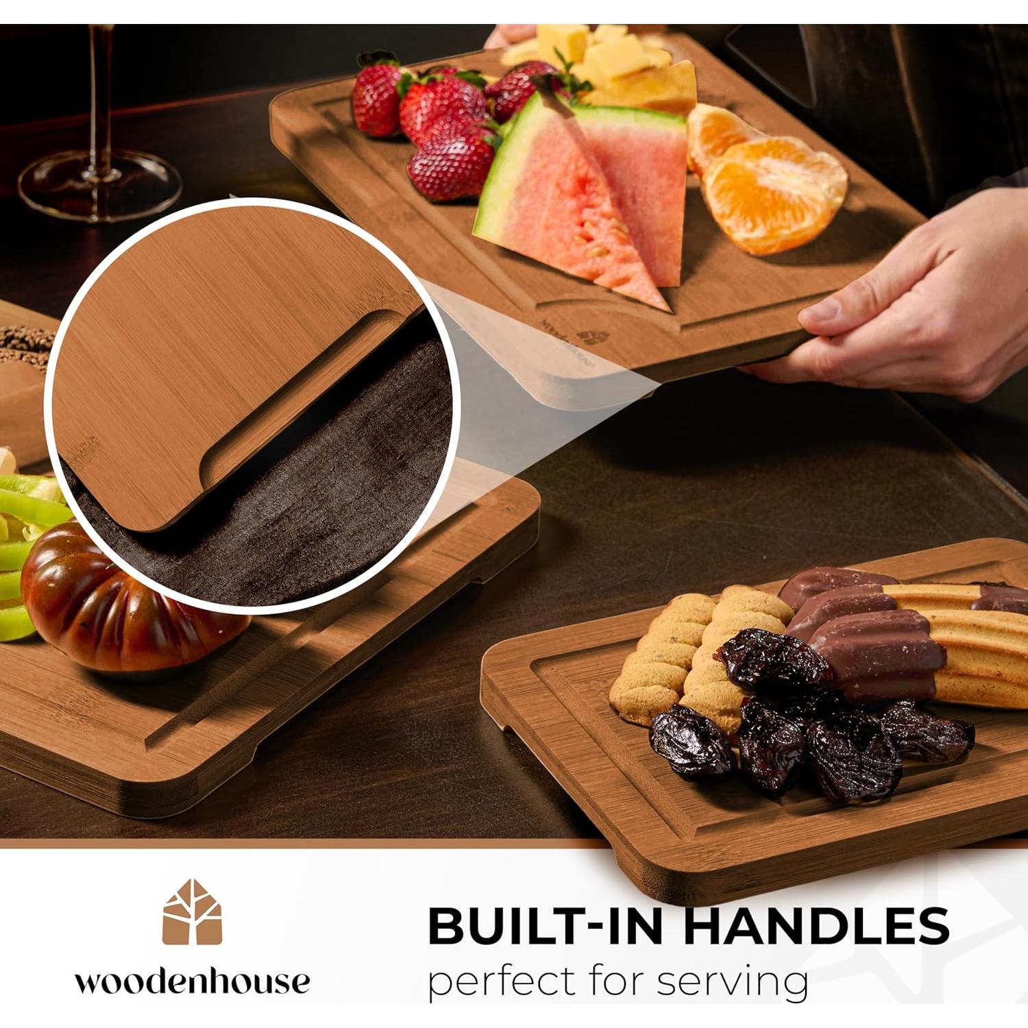 Juego de 3 Tablas de Cortar de Bambú Woodenhouse - Resistente y Fácil de Limpiar