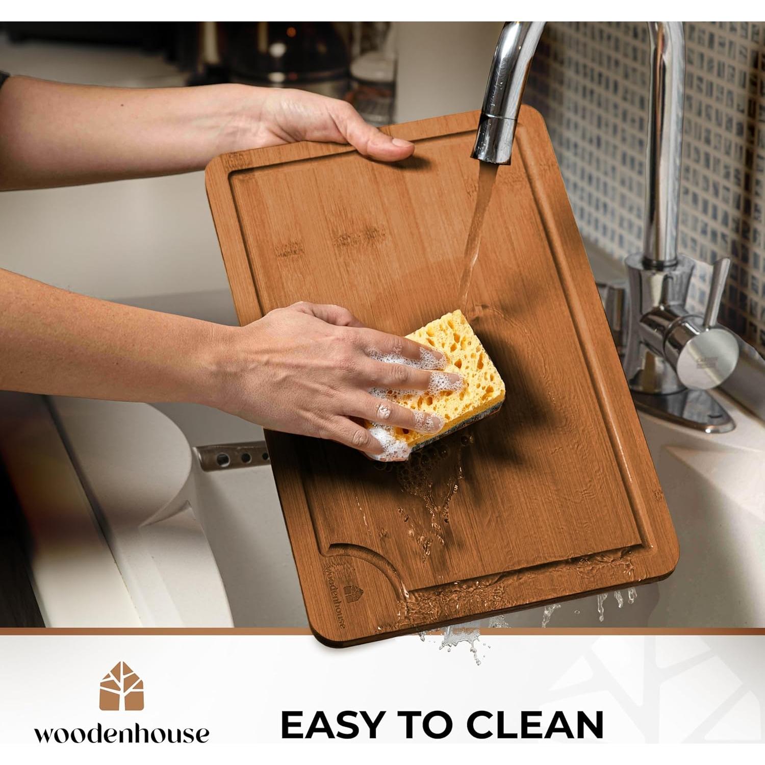 Juego de 3 Tablas de Cortar de Bambú Woodenhouse - Resistente y Fácil de Limpiar