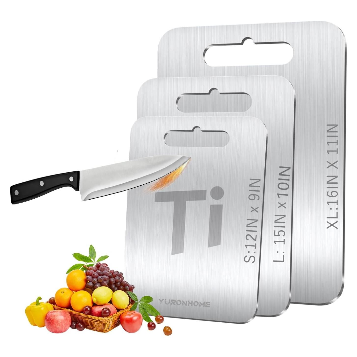 Juego de 3 Tablas de Cortar Titanio YuronHome Antideslizantes