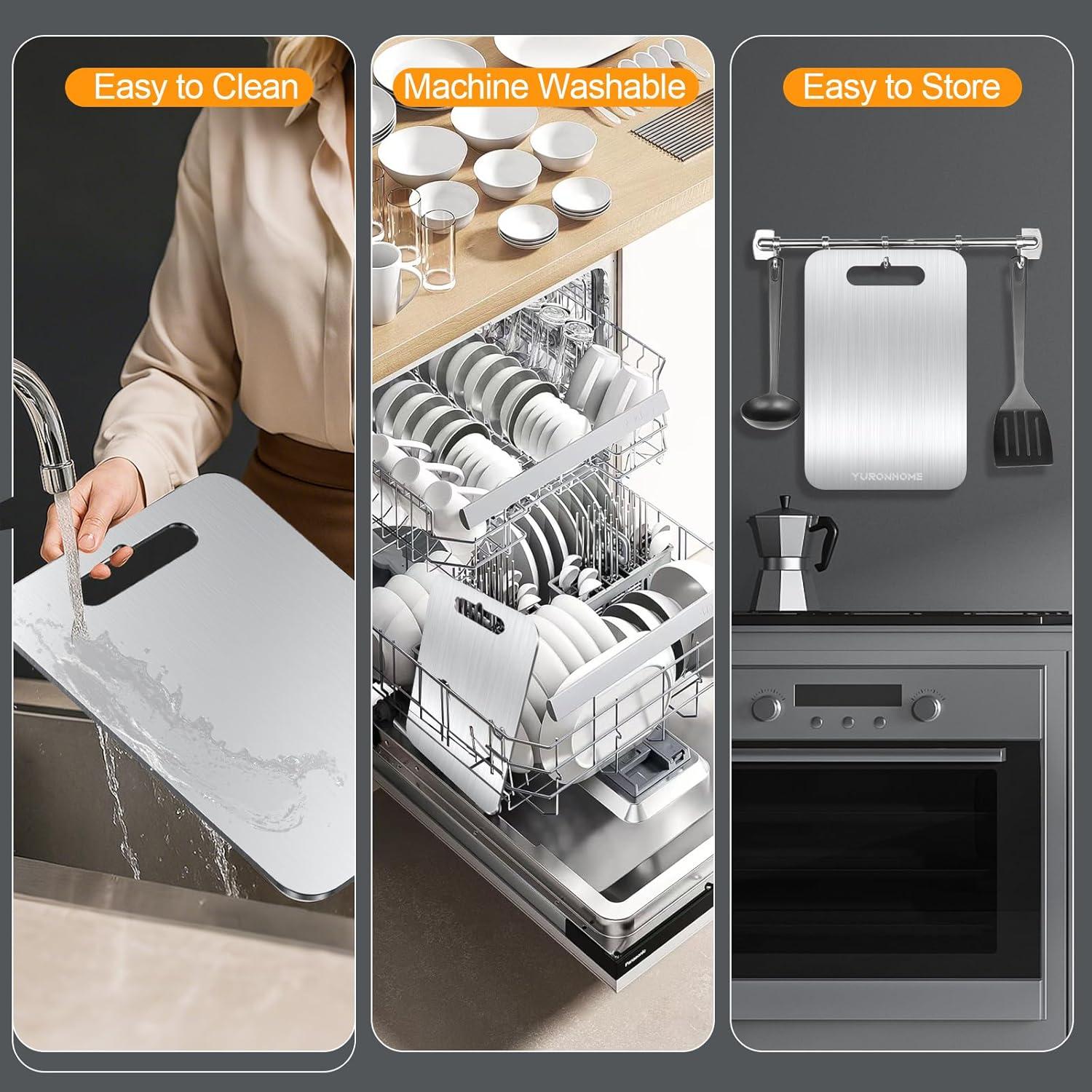 Juego de 3 Tablas de Cortar Titanio YuronHome Antideslizantes