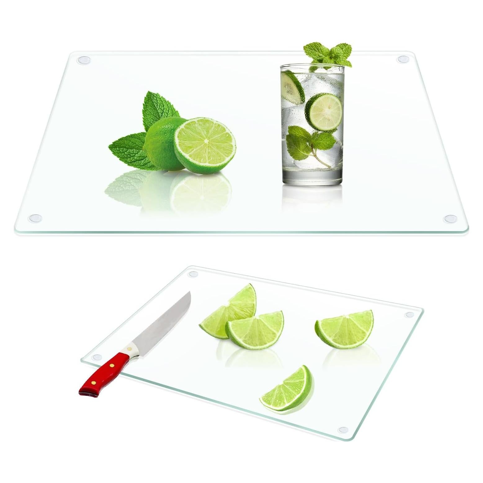 Juego de 2 Tablas de Cortar de Vidrio Templado JAMBALAY 40x30cm