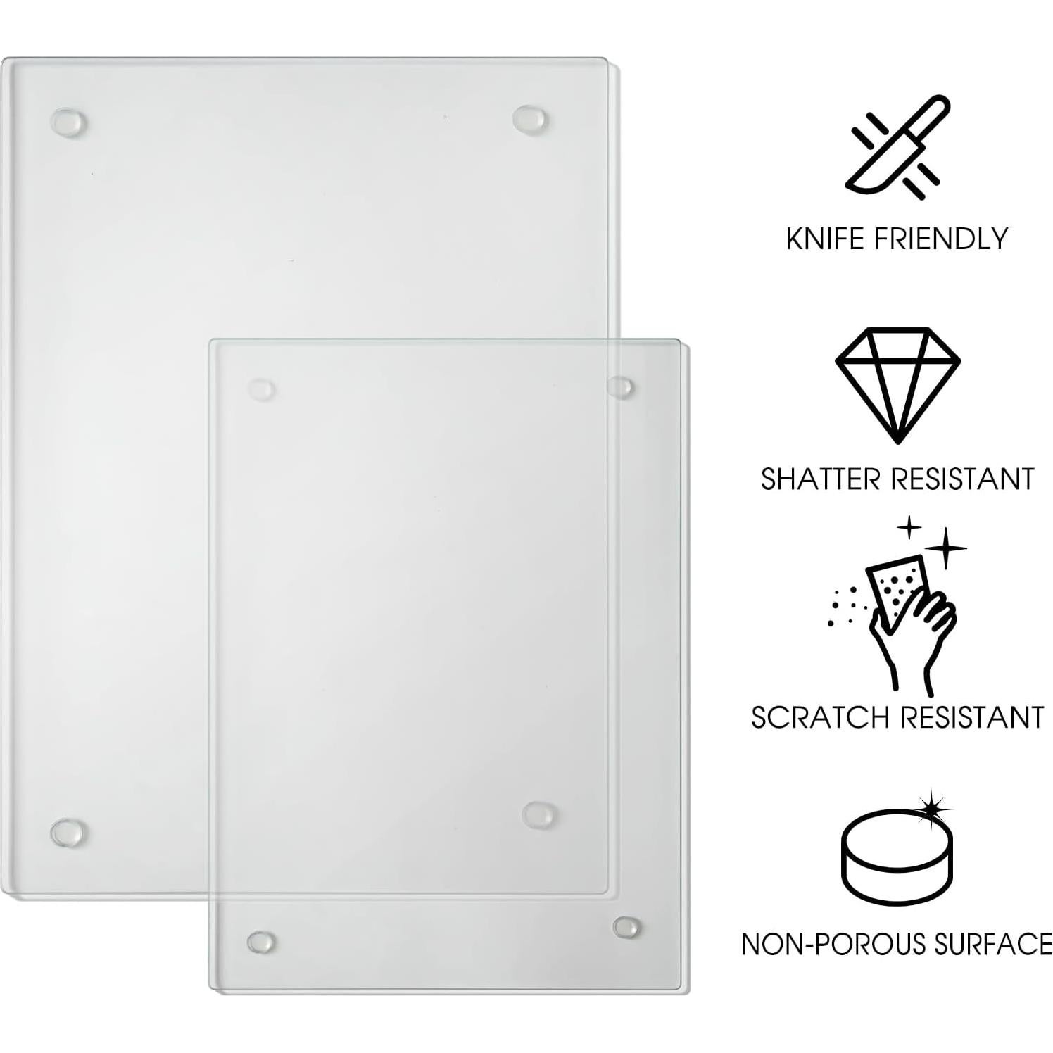 Juego de 2 Tablas de Cortar de Vidrio Templado JAMBALAY 40x30cm