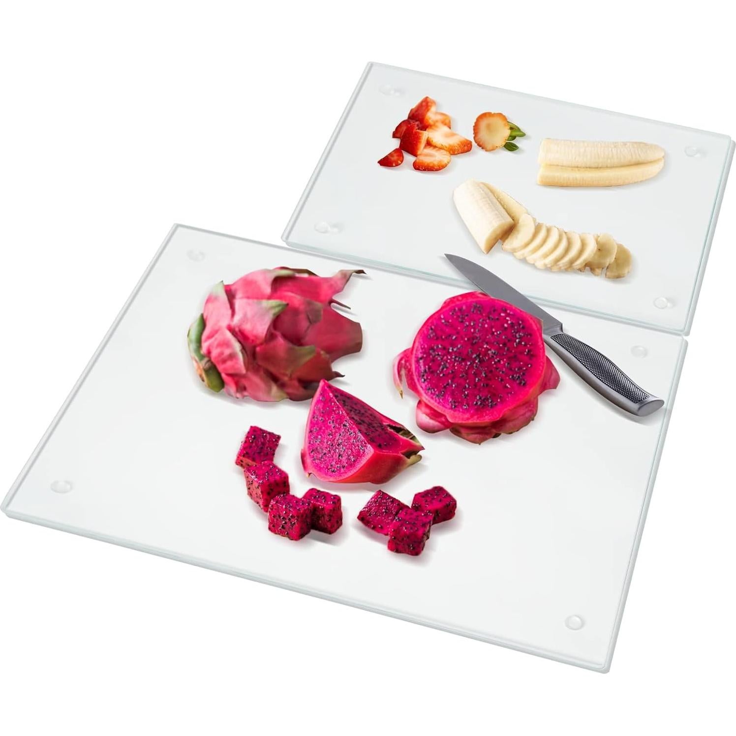 Juego de 2 Tablas de Cortar de Vidrio Templado JAMBALAY 40x30cm