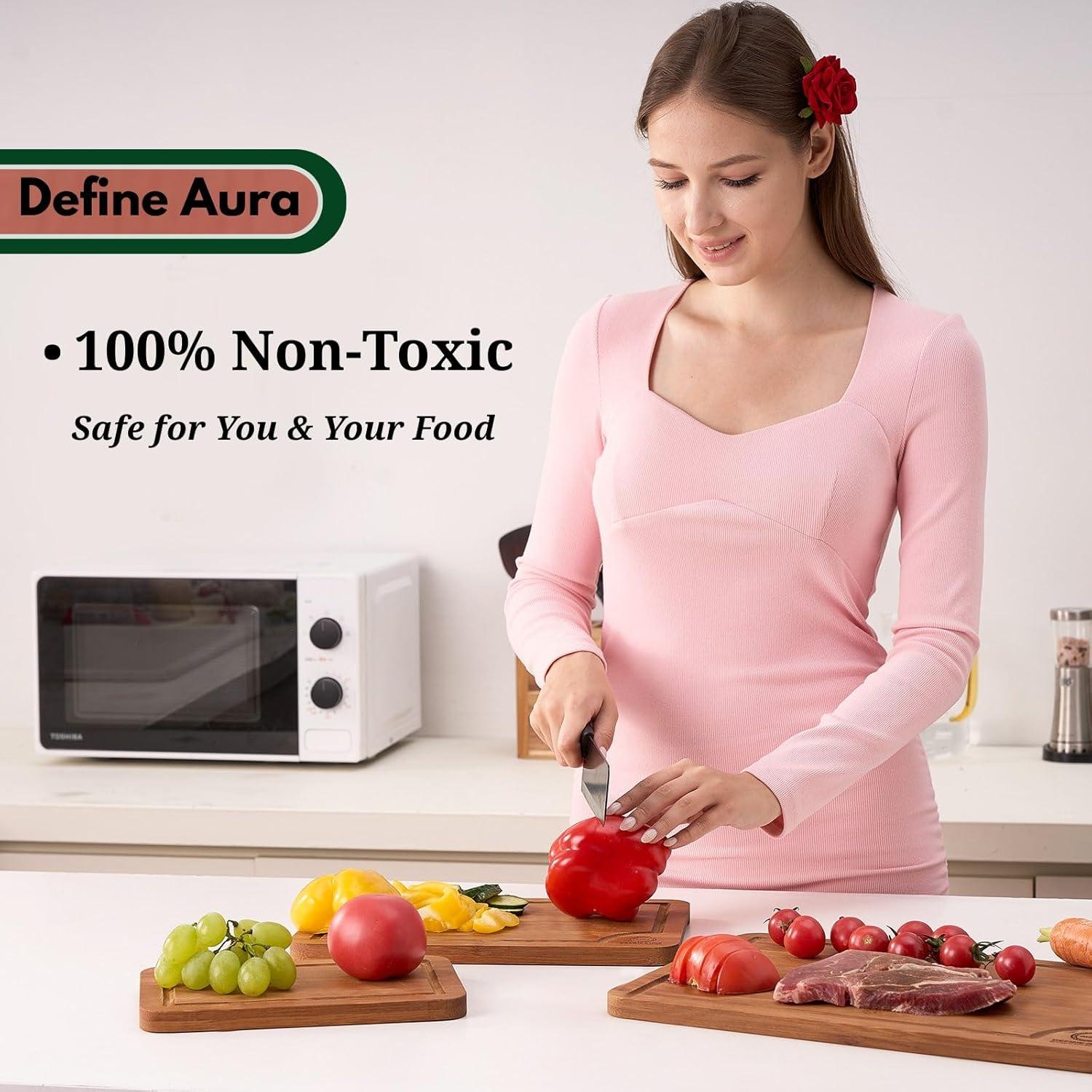 Juego de 3 Tablas de Cortar de Bambú Orgánico Define Aura