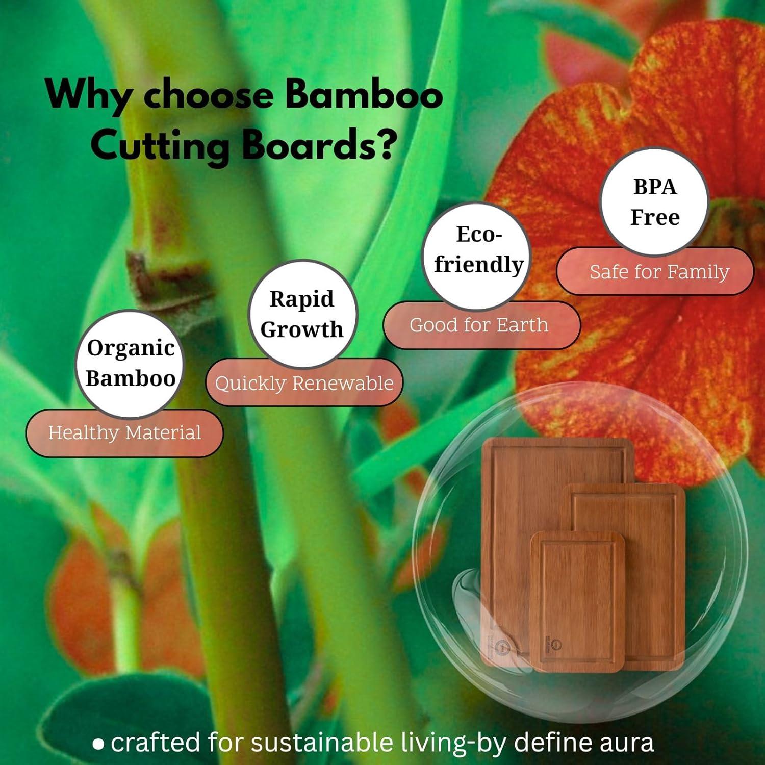 Juego de 3 Tablas de Cortar de Bambú Orgánico Define Aura