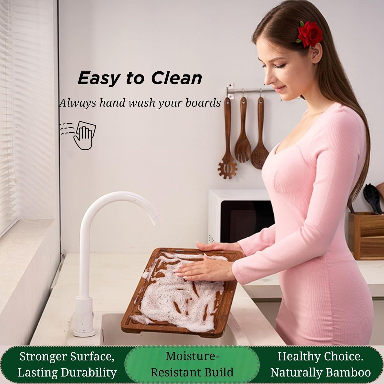 Juego de 3 Tablas de Cortar de Bambú Orgánico Define Aura