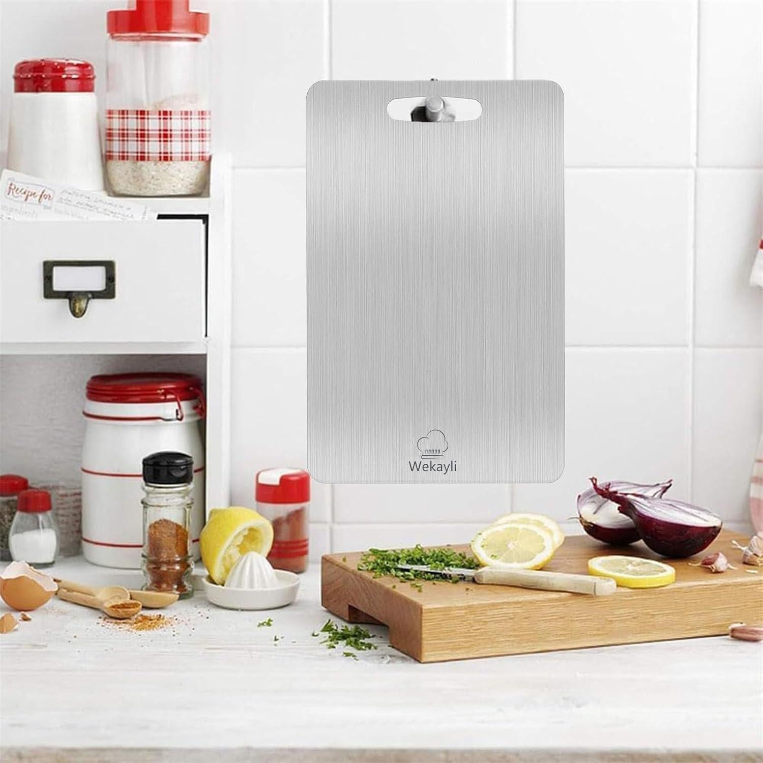 Juego de 3 Tablas de Cortar Acero Inoxidable Wekayli 38x28 cm
