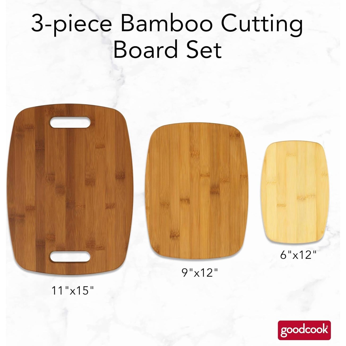 Juego de tablas de cortar de bambú GoodCook 3 piezas 15x30 cm