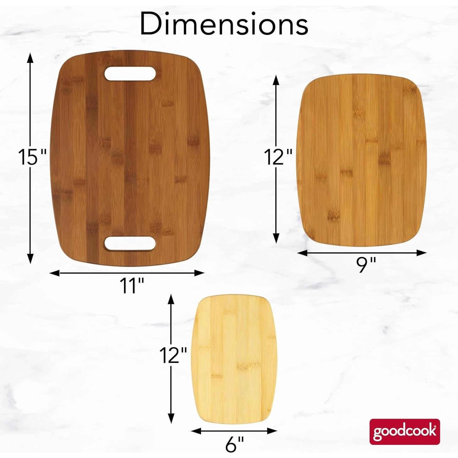 Juego de tablas de cortar de bambú GoodCook 3 piezas 15x30 cm
