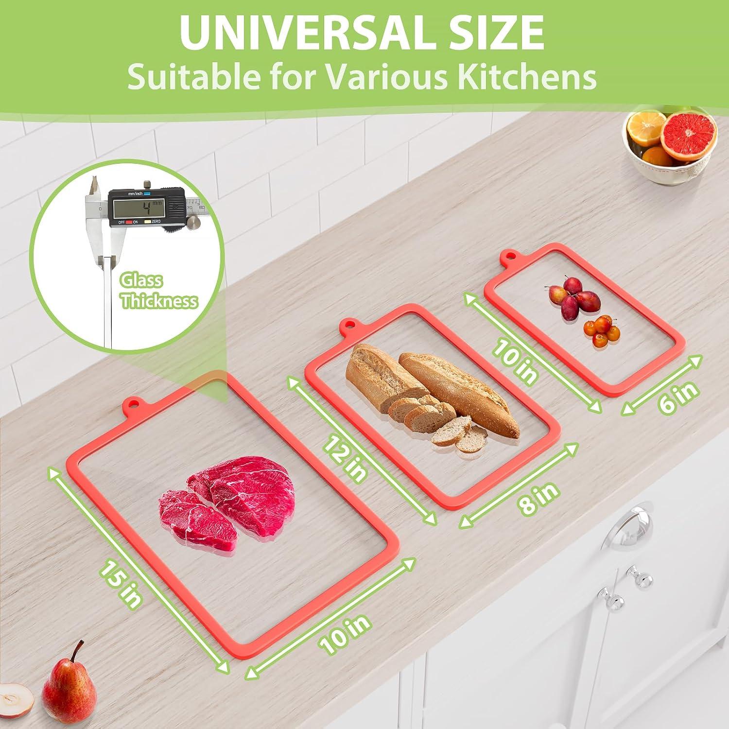 Juego de 3 Tablas de Cortar de Vidrio Templado Freshmage 25.4-38.1cm