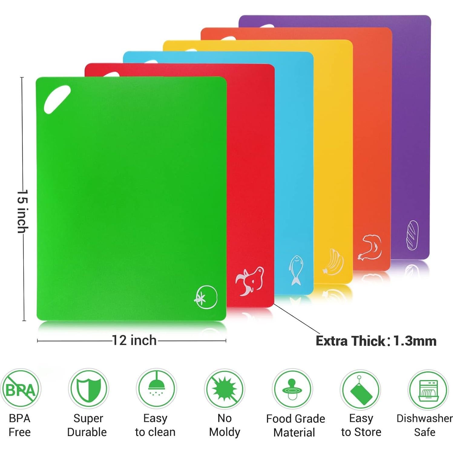 Juego de 6 Tablas de Cortar ZSTVIVA Antideslizantes 38x30 cm