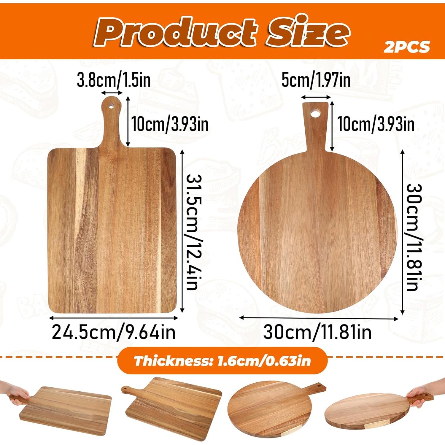 Juego de 2 Tablas de Cortar de Madera Acacia SynHHergyx