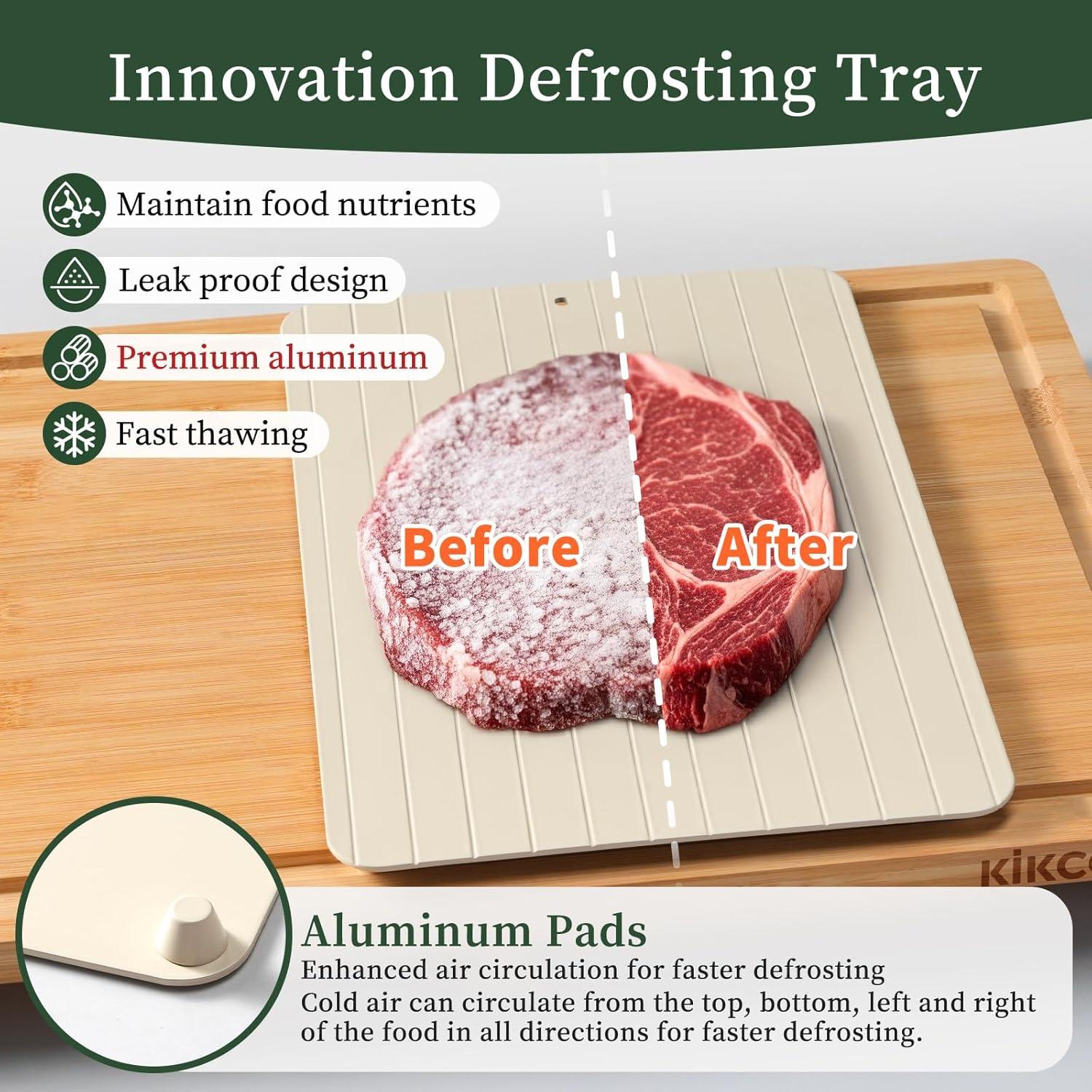 Juego de tablas de cortar de bambú Kikcoin con bandeja de descongelación