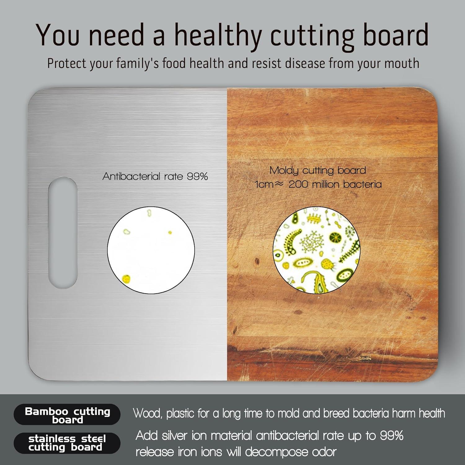 Juego de 3 Tablas de Cortar SUNWISHA Acero Inoxidable Doble Cara