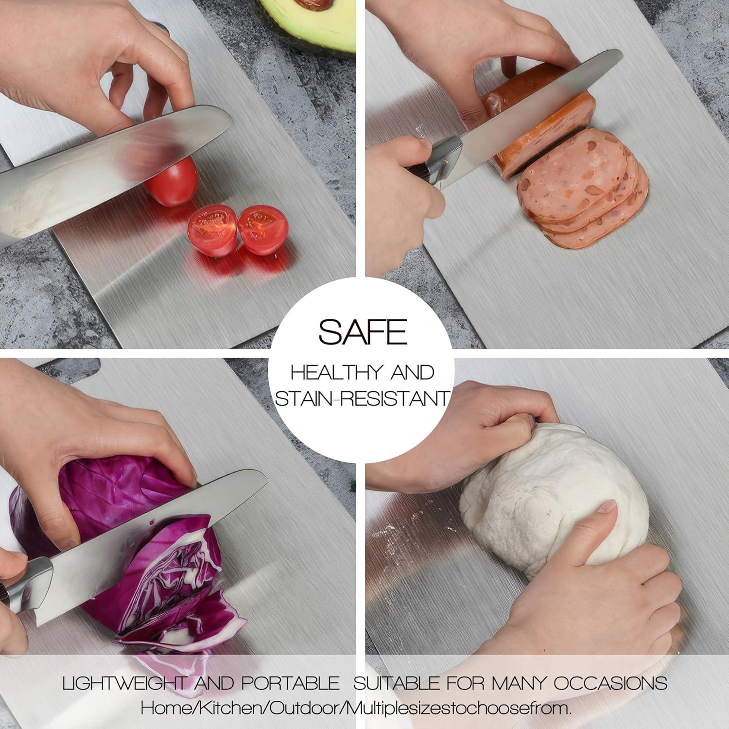 Juego de 3 Tablas de Cortar SUNWISHA Acero Inoxidable Doble Cara