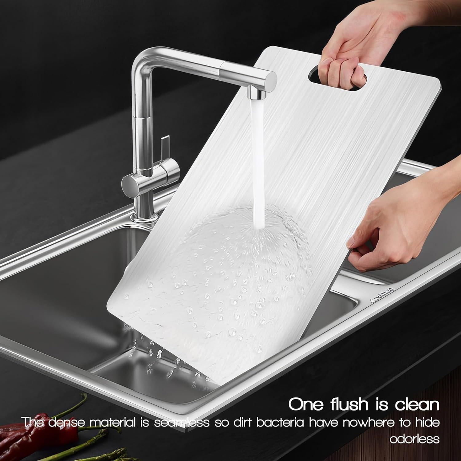 Juego de 3 Tablas de Cortar SUNWISHA Acero Inoxidable Doble Cara