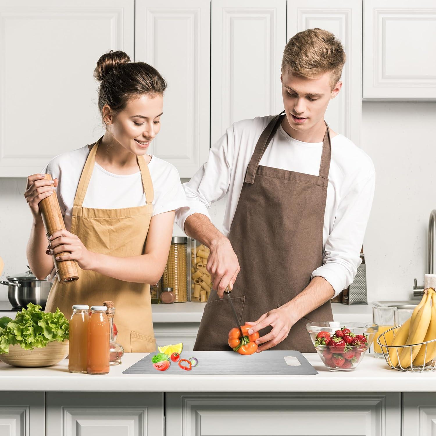 Juego de 3 Tablas de Cortar SUNWISHA Acero Inoxidable Doble Cara