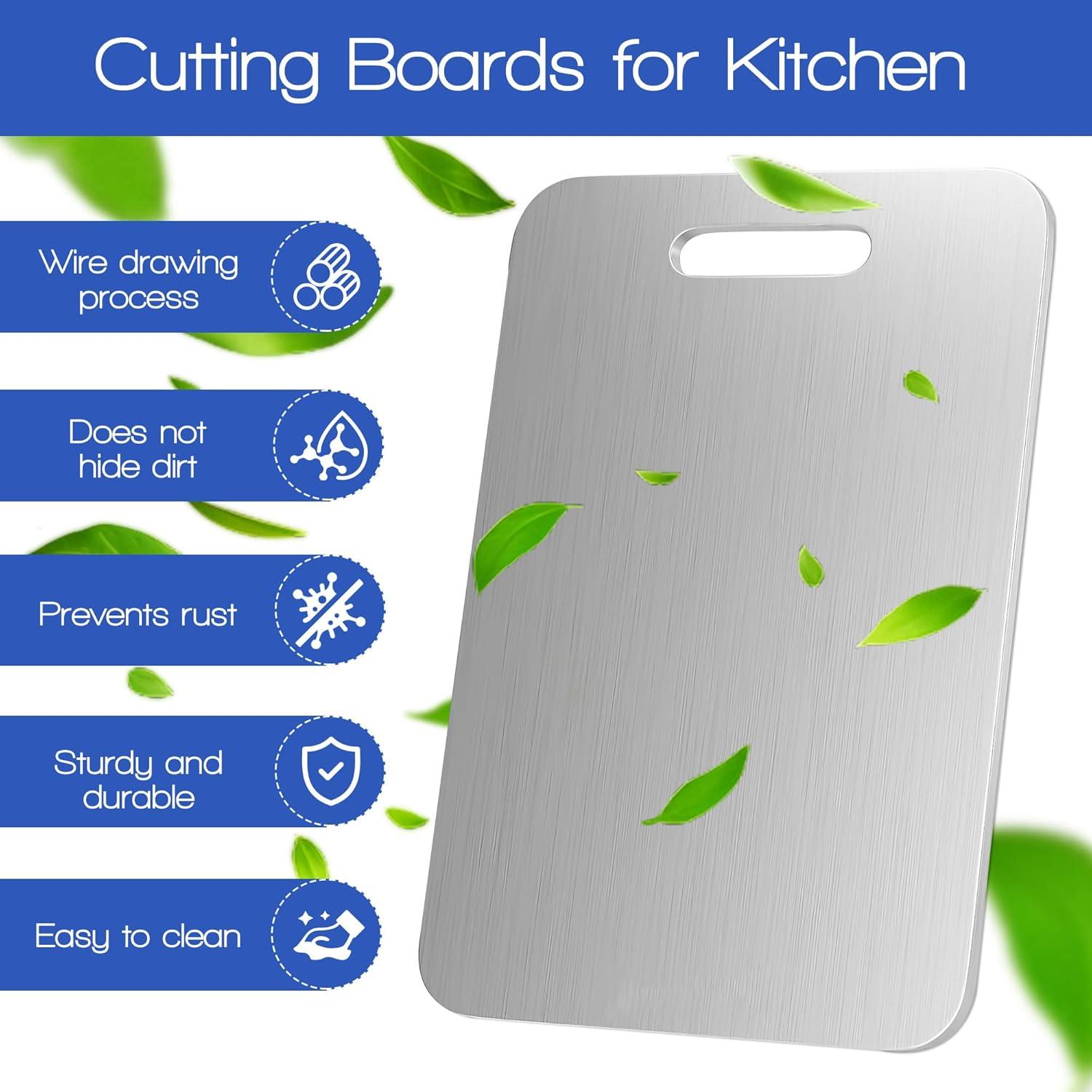 Juego de 3 Tablas de Cortar SUNWISHA Acero Inoxidable Doble Cara