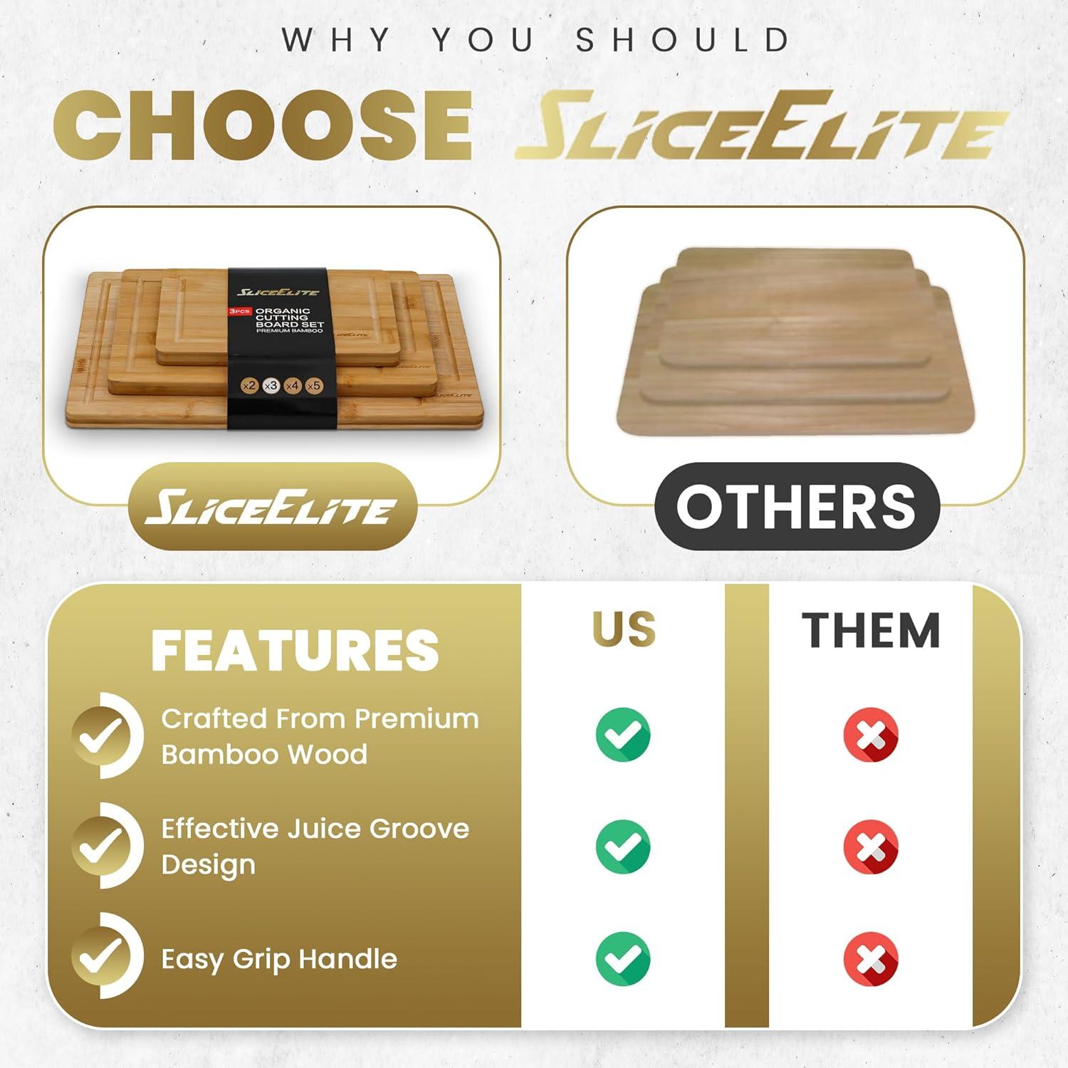 Juego de Tablas de Cortar SliceElite de Bambú 3 Piezas Natural