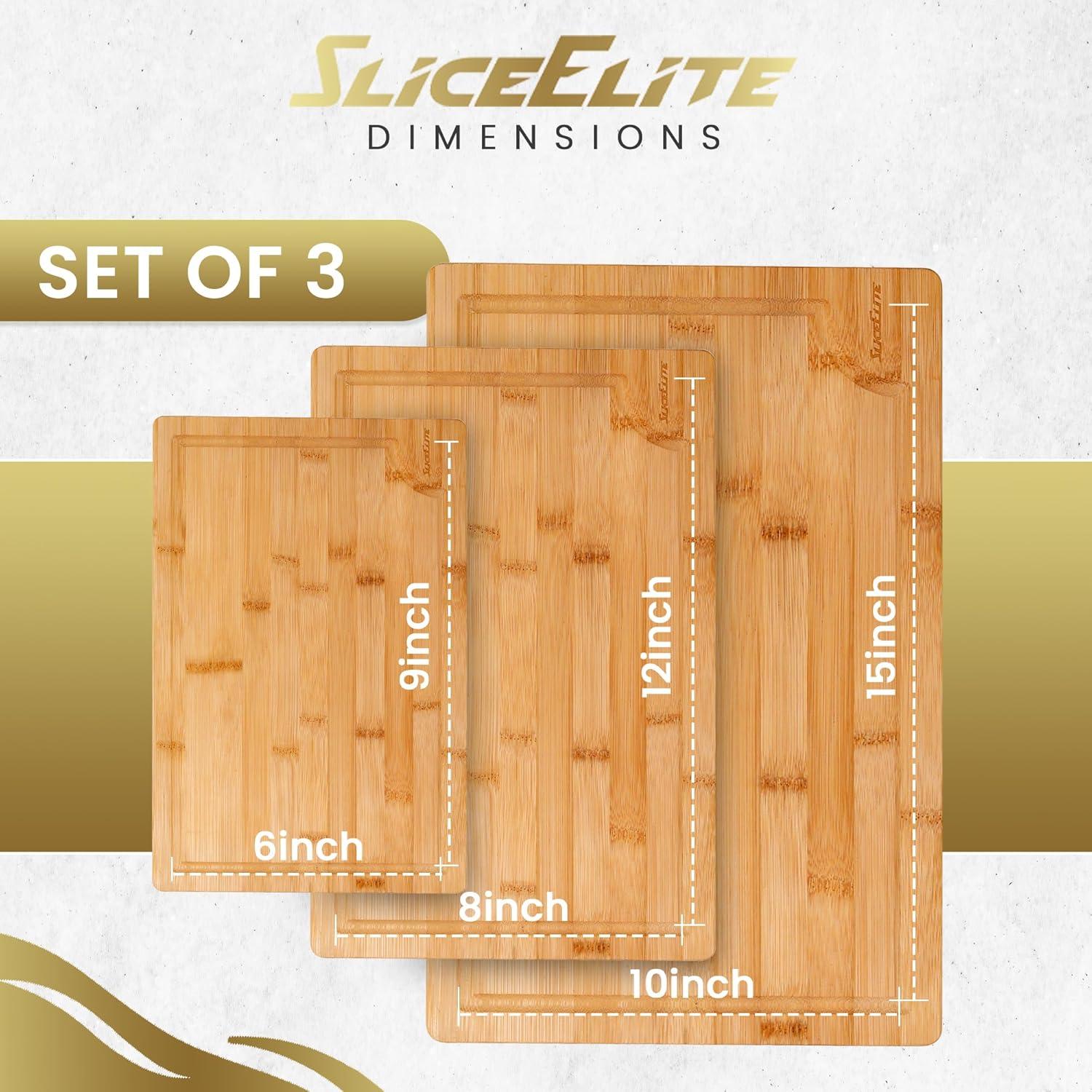 Juego de Tablas de Cortar SliceElite de Bambú 3 Piezas Natural