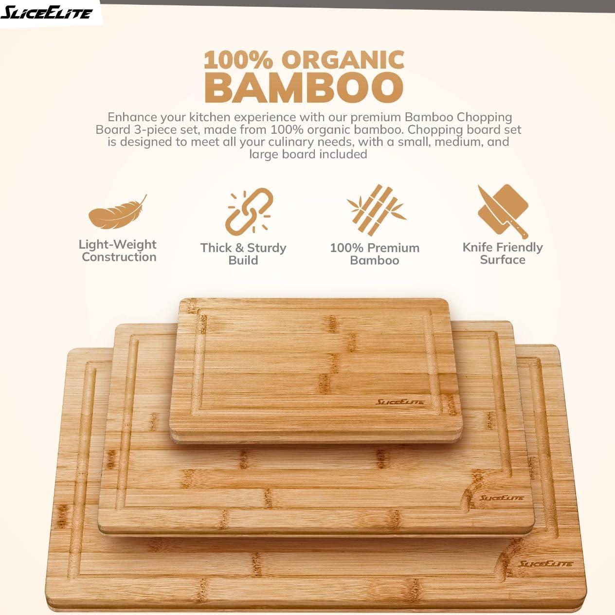 Juego de Tablas de Cortar SliceElite de Bambú 3 Piezas Natural