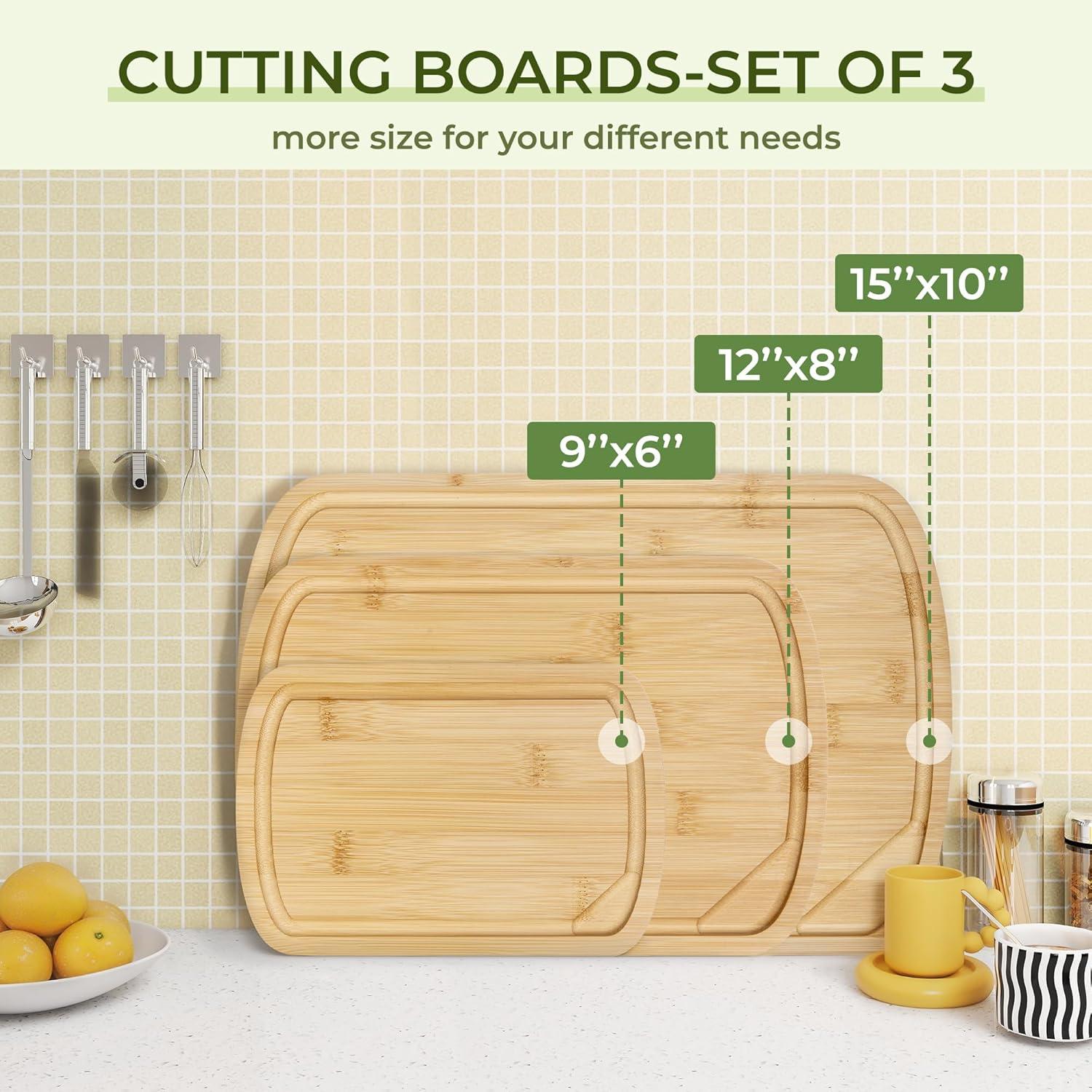 Set de 3 Tablas de Cortar de Bambú Venusmiles con Surcos