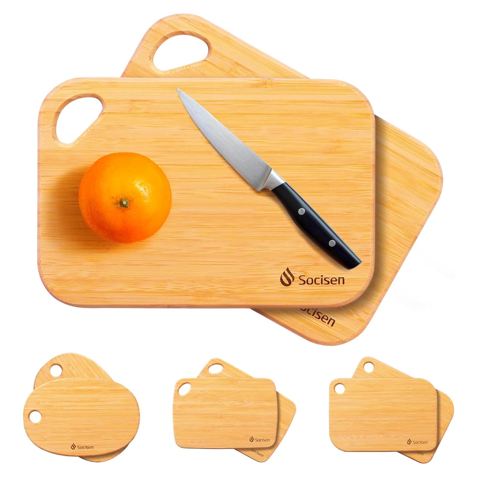 2 Tablas de Cortar Mini de Bambú Socisen 21.8x15.2cm Ecológicas