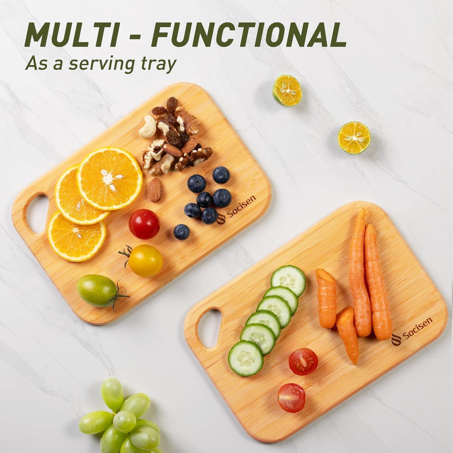 2 Tablas de Cortar Mini de Bambú Socisen 21.8x15.2cm Ecológicas