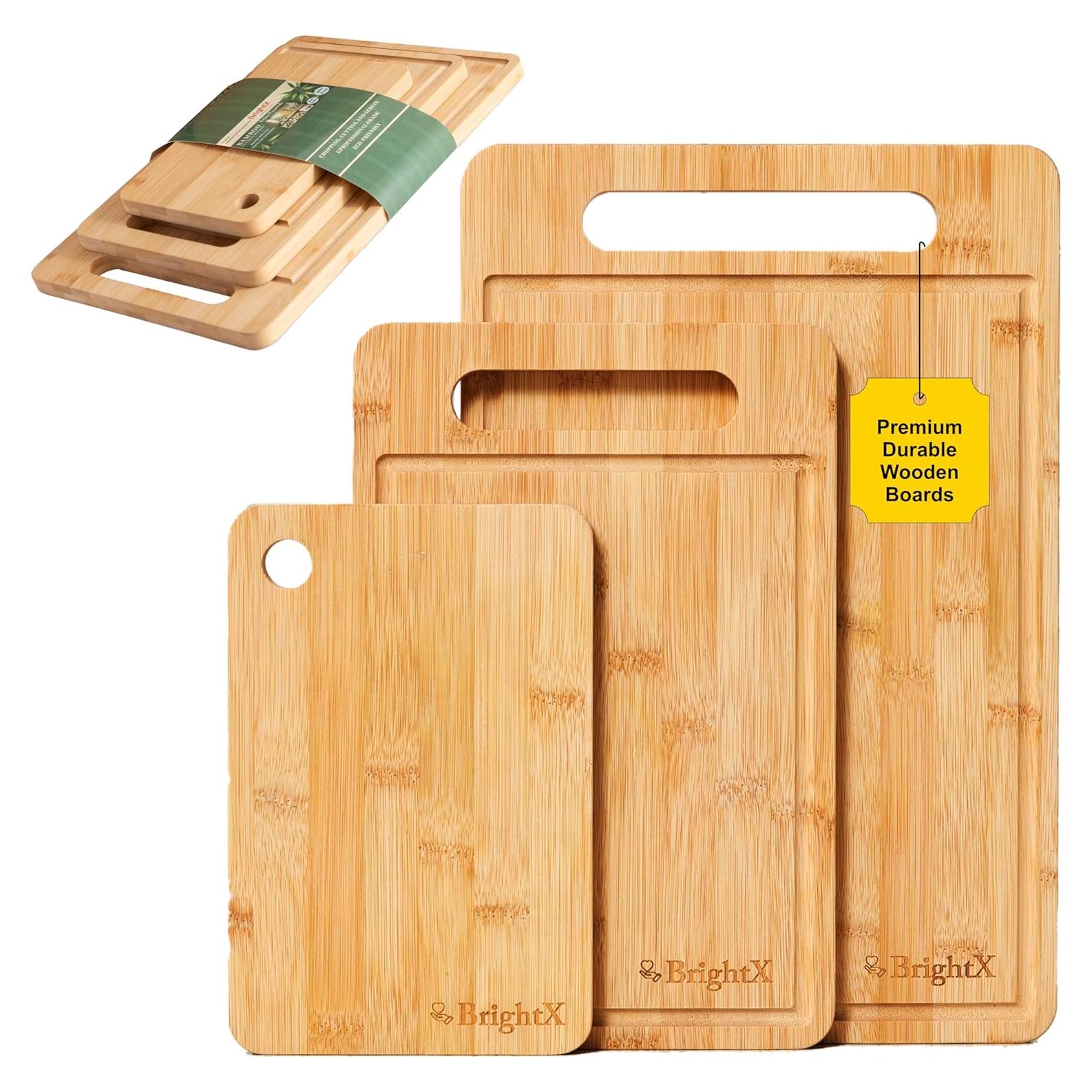 Juego de 3 Tablas de Cortar de Bambú BRIGHTX - Apto Lavavajillas