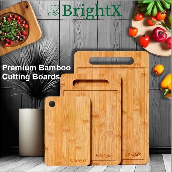 Juego de 3 Tablas de Cortar de Bambú BRIGHTX - Apto Lavavajillas