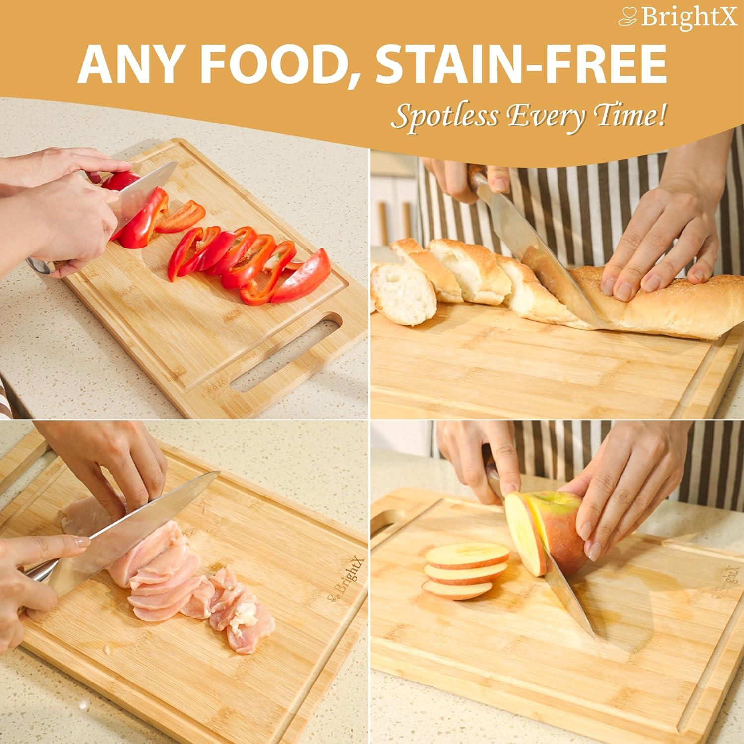 Juego de 3 Tablas de Cortar de Bambú BRIGHTX - Apto Lavavajillas