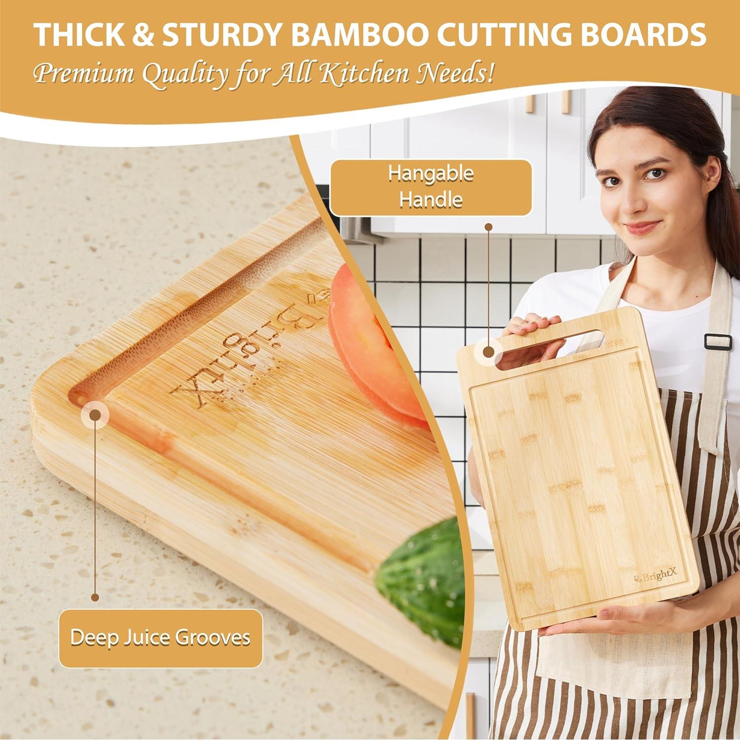Juego de 3 Tablas de Cortar de Bambú BRIGHTX - Apto Lavavajillas