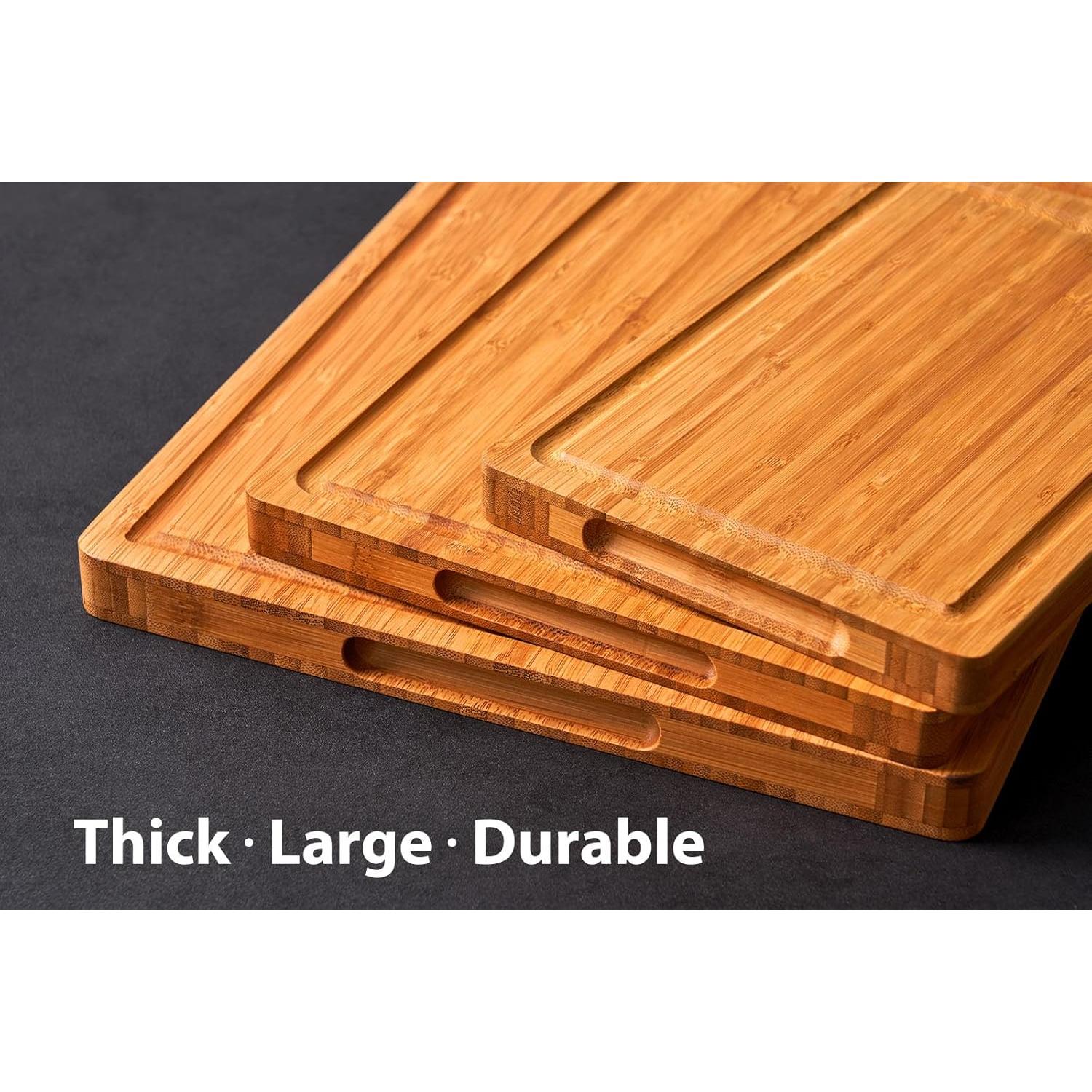Juego de 3 Tablas de Cortar de Bambú Allsum Extra Gruesas