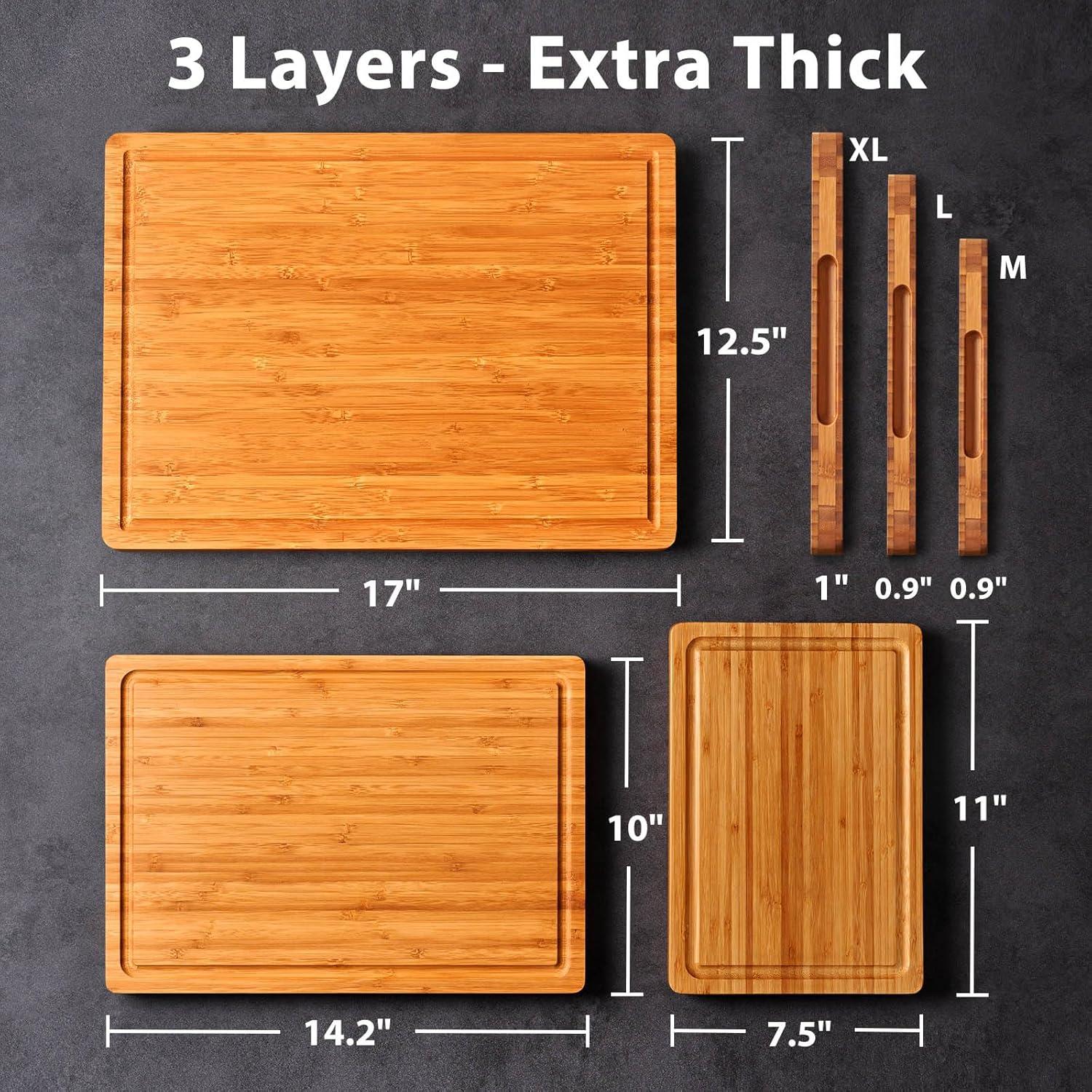 Juego de 3 Tablas de Cortar de Bambú Allsum Extra Gruesas