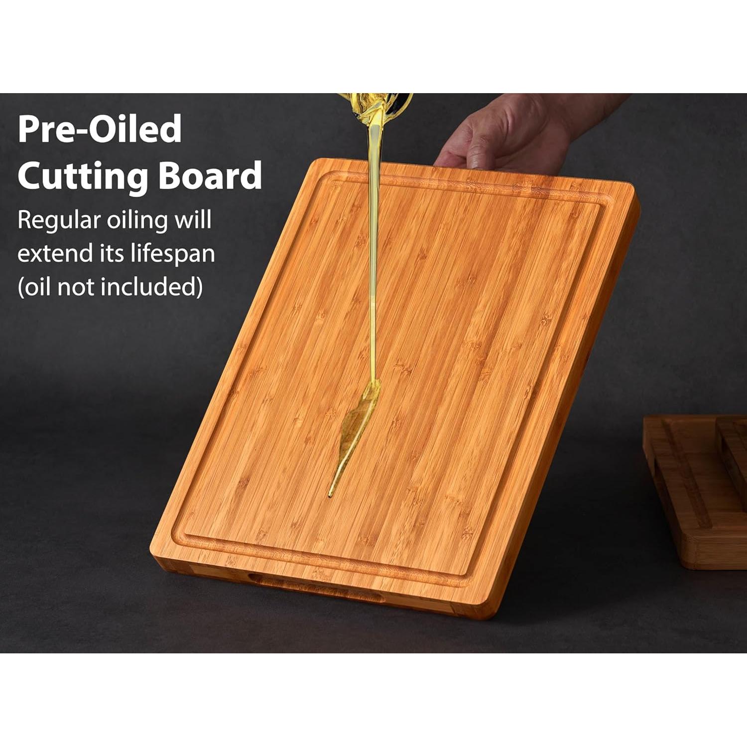 Juego de 3 Tablas de Cortar de Bambú Allsum Extra Gruesas