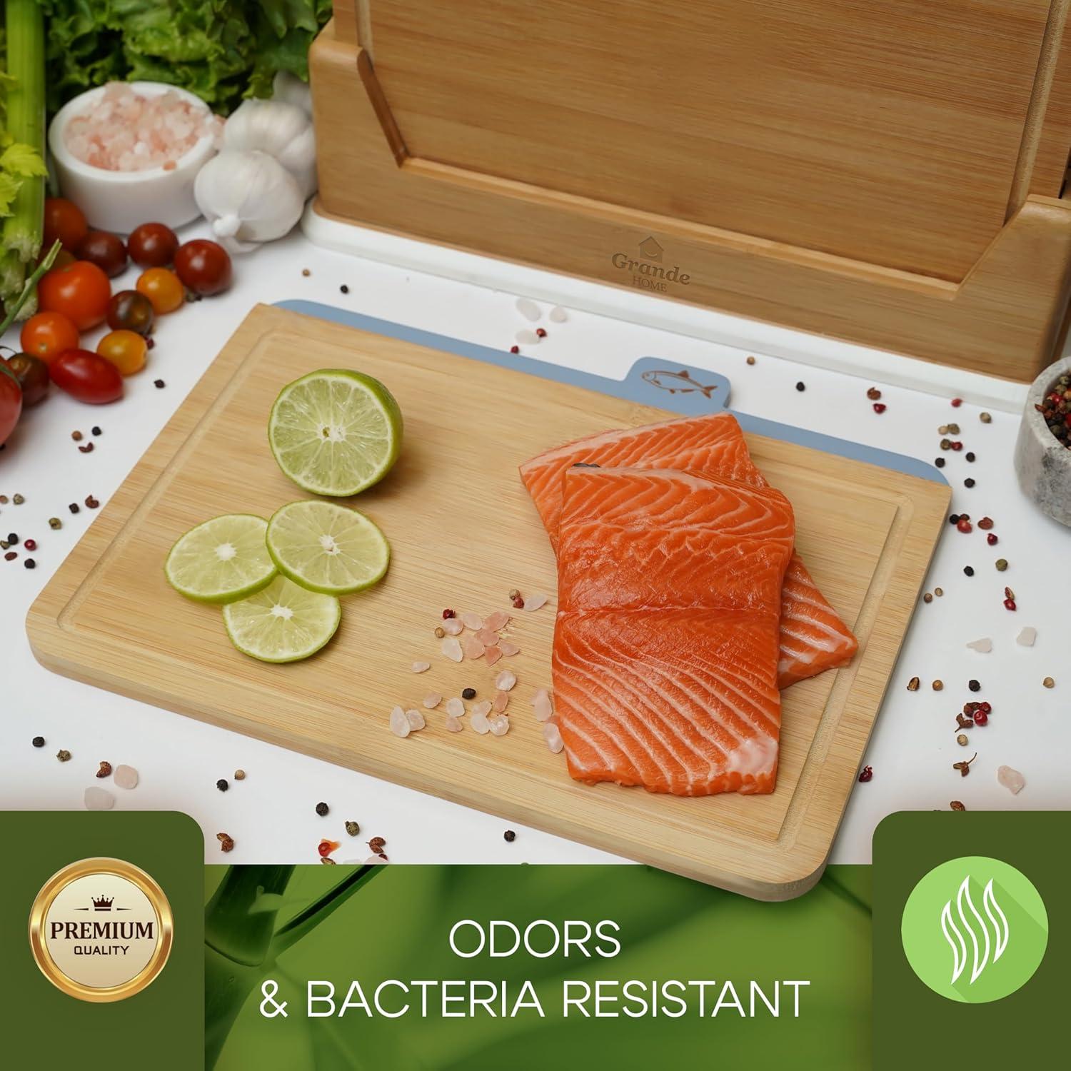 Set de 5 Tablas de Cortar de Bambú Grande Home con Soporte