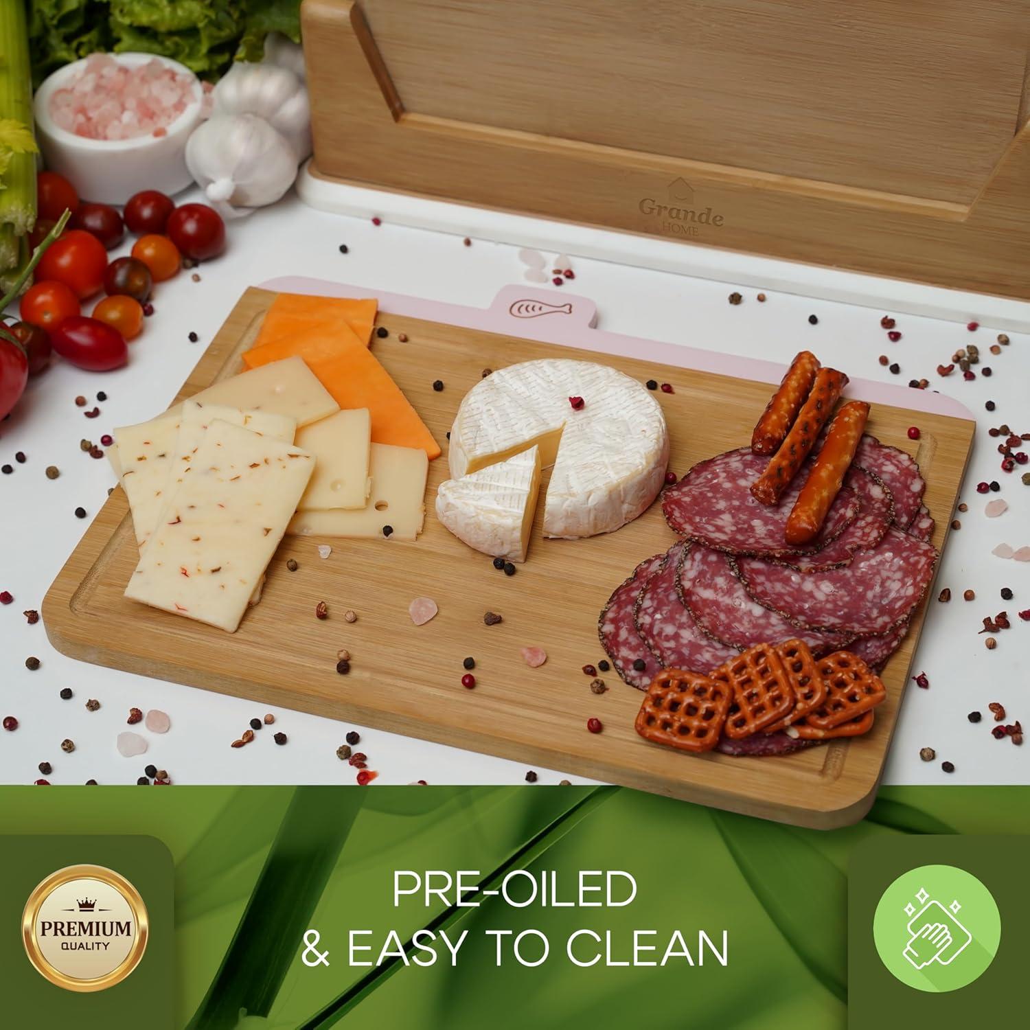 Set de 5 Tablas de Cortar de Bambú Grande Home con Soporte