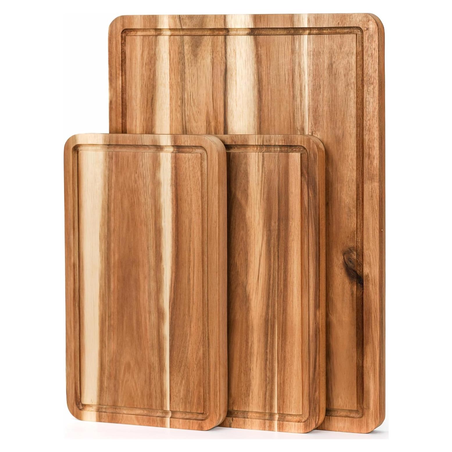 Juego de 3 Tablas de Cortar de Madera de Acacia VieWood